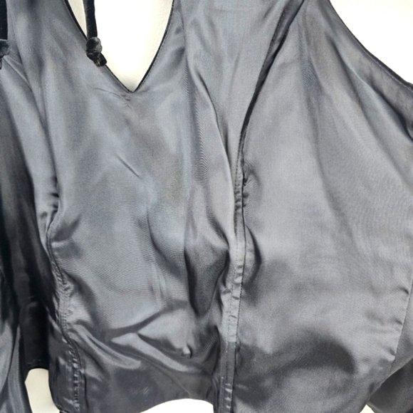 XSCAPE Vintage 90's Y2K Halter Top Velvet Satin Black Womens Size 8 - Picture 9 of 12